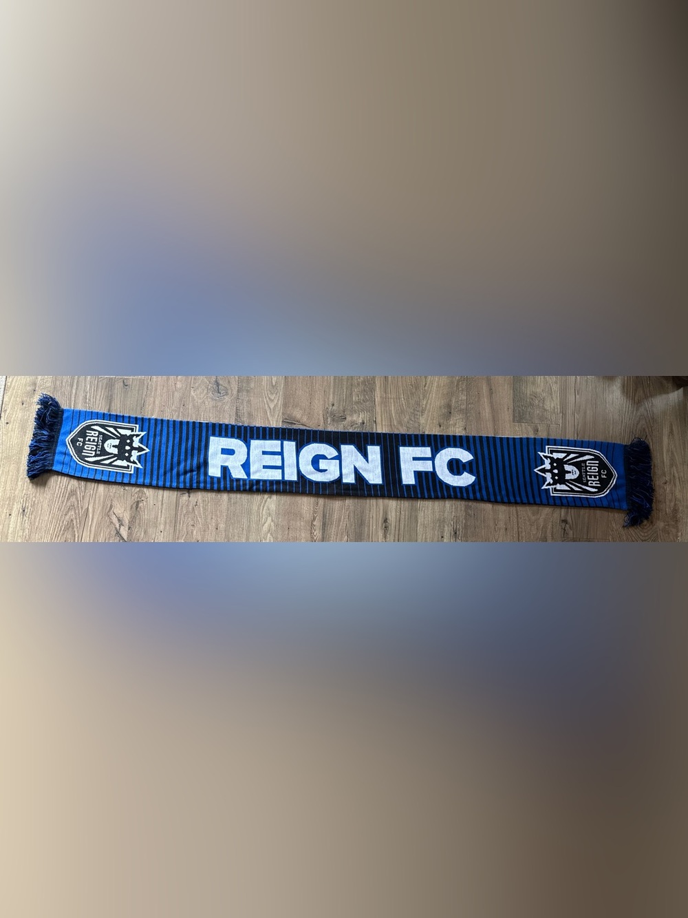 Black and Blue Decorative Accent Runner with White Lettering